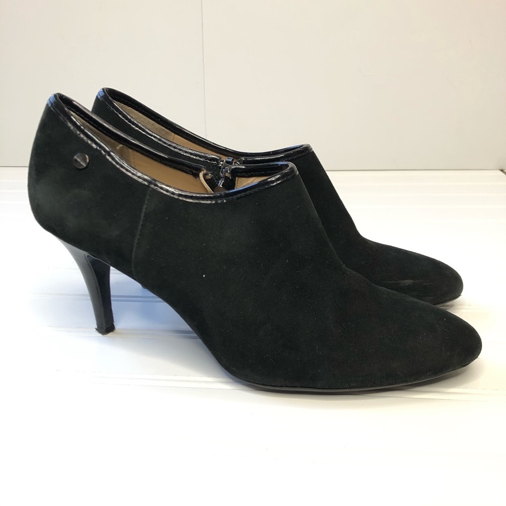 Calvin Klein Black Suede Zip Heel Ankle Boot